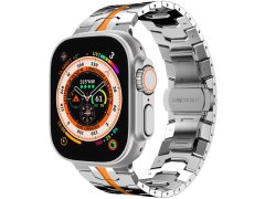 4wrist Ocelový tah Iron Man pro Apple Watch 42/44/45/49 mm - Silver/Orange