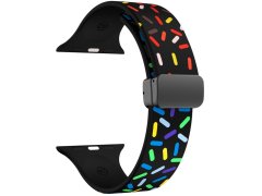 4wrist Silikonový řemínek s barevným motivem pro Apple Watch 42/44/45/49 mm - Černý