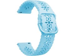 4wrist Silikonový řemínek s květinovým vzorem 20 mm - Light Blue