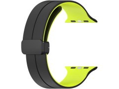 4wrist Silikonový řemínek s magnetickou sponou pro Apple Watch 38/40/41 mm - Black/Green