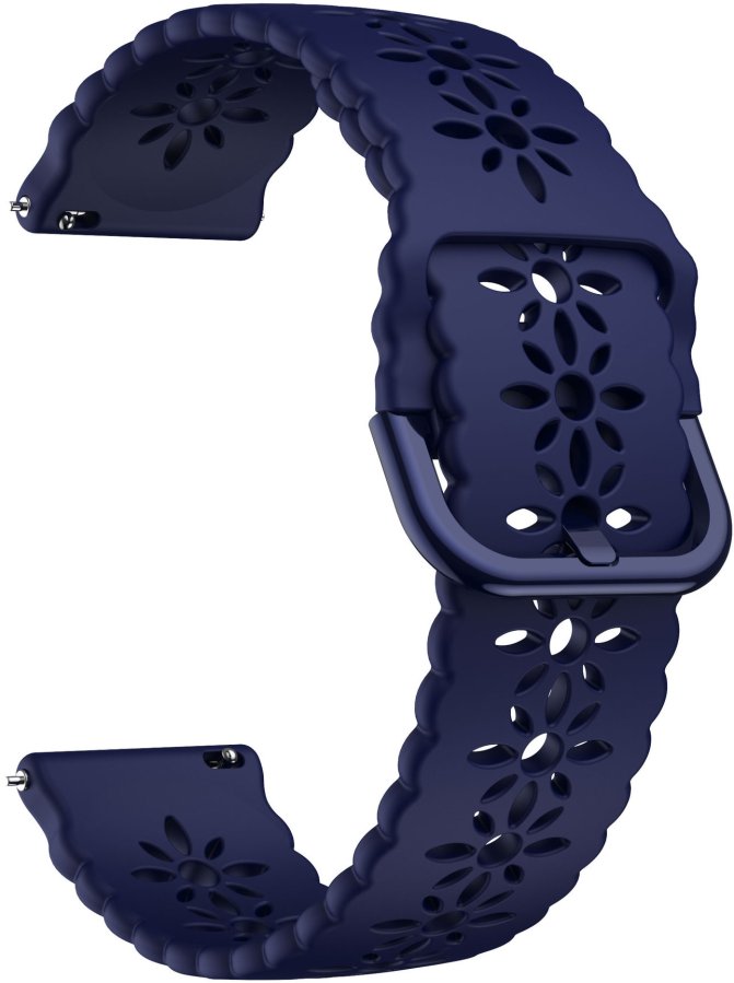 4wrist Silikonový řemínek s květinovým vzorem 20 mm - Dark Blue