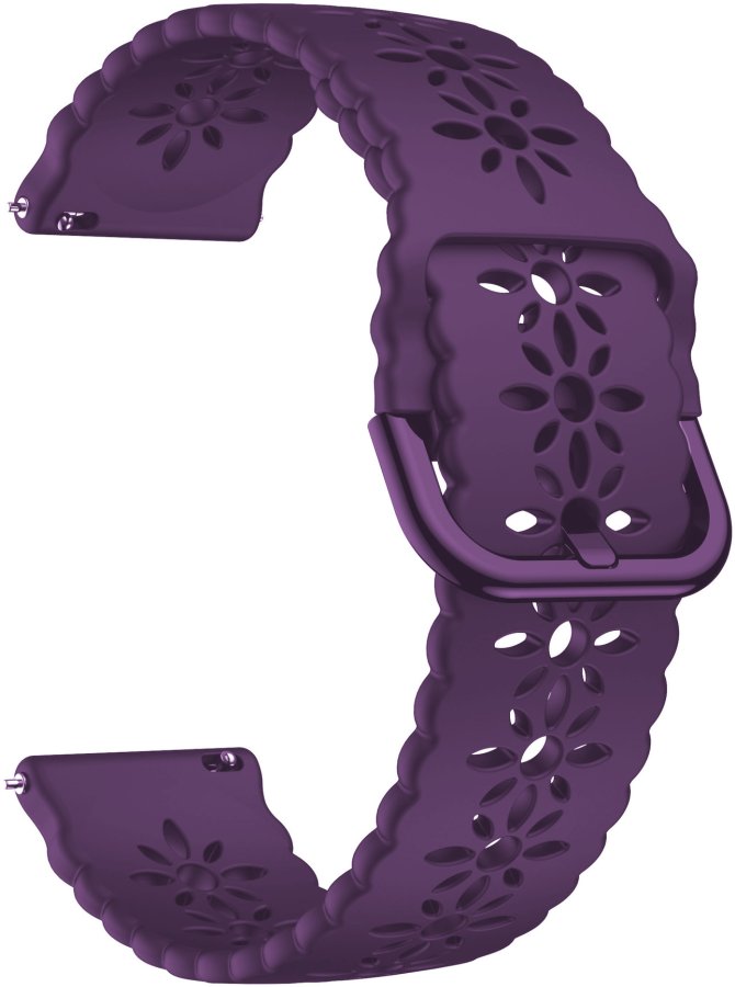 4wrist Silikonový řemínek s květinovým vzorem - Violet - 20 mm - Hodinky 4wrist