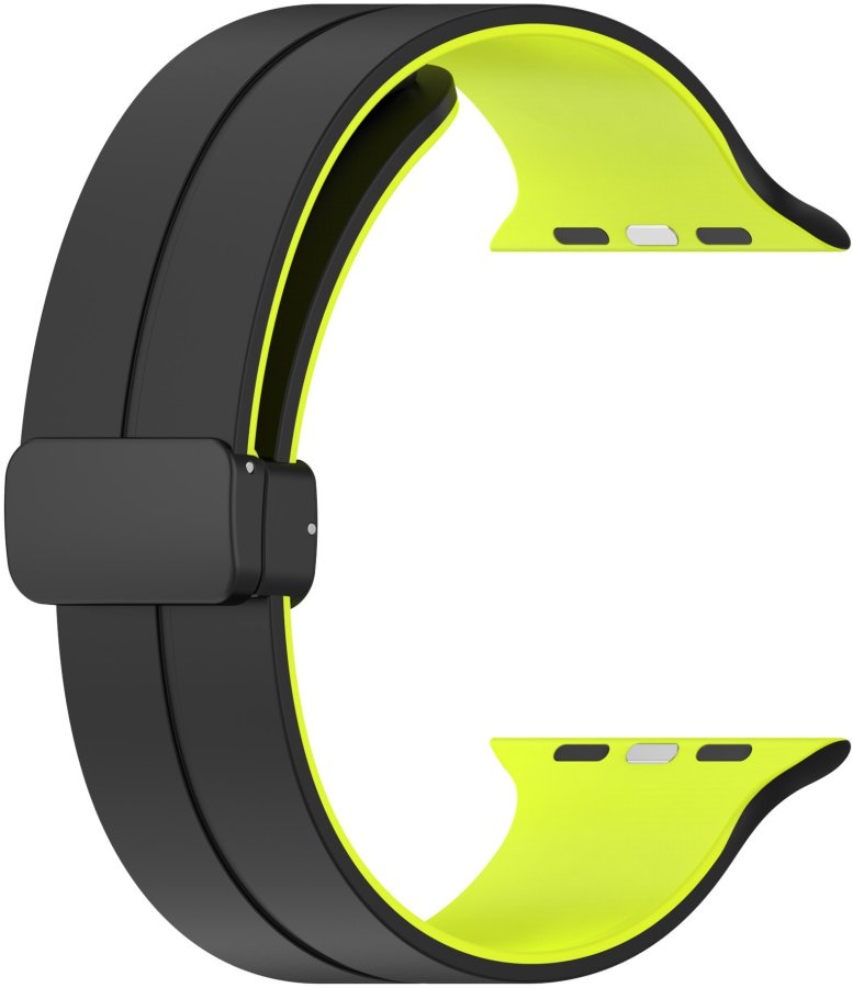 4wrist Silikonový řemínek s magnetickou sponou pro Apple Watch 38/40/41 mm - Black/Green - Hodinky 4wrist