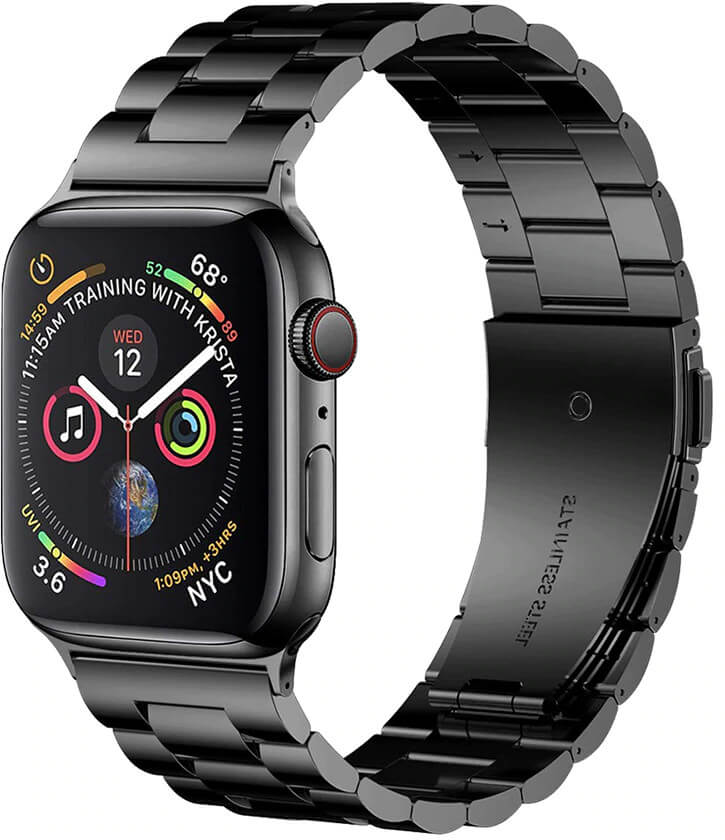 4wrist Ocelový tah pro Apple Watch - Černý 42/44/45/49 mm - Hodinky 4wrist