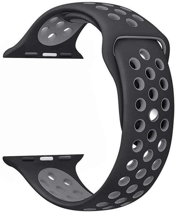 4wrist Silikonový řemínek pro Apple Watch - Černá/Šedá 42/44/45/49 mm - Hodinky 4wrist