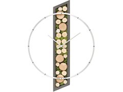 AMS Design Nástěnné hodiny s dřevem a přírodním mechem 9607