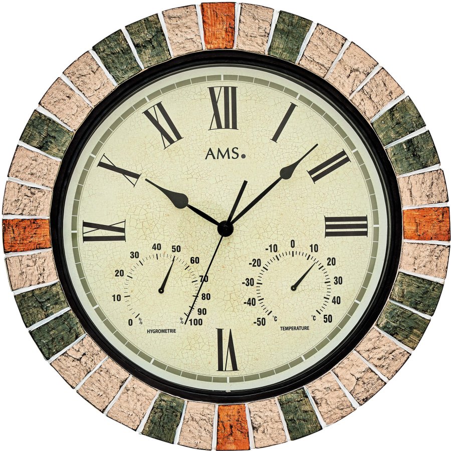 AMS Design Nástěnné hodiny s teploměrem a vlhkoměrem 9620 - Hodinky AMS Design
