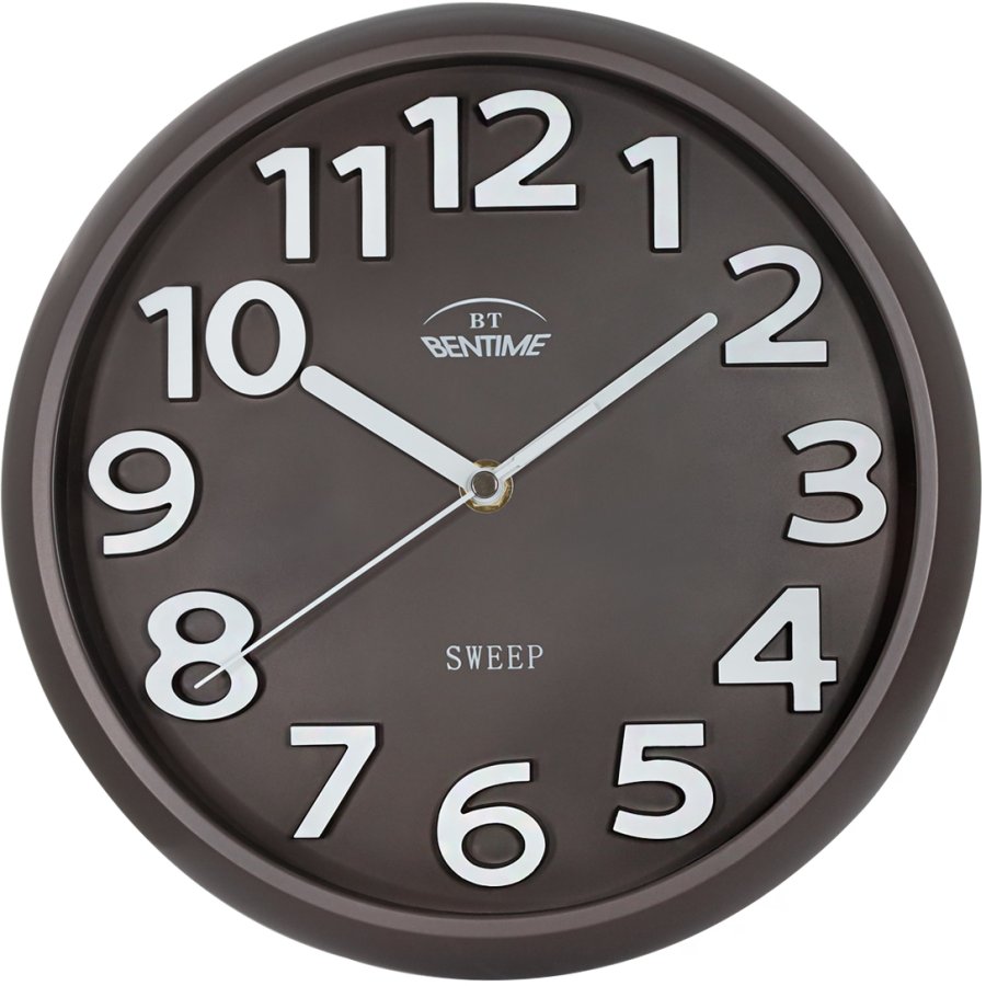 Bentime Nástěnné hodiny s&nbsp;plynulým chodem H43-SW8315BR - Hodinky Bentime