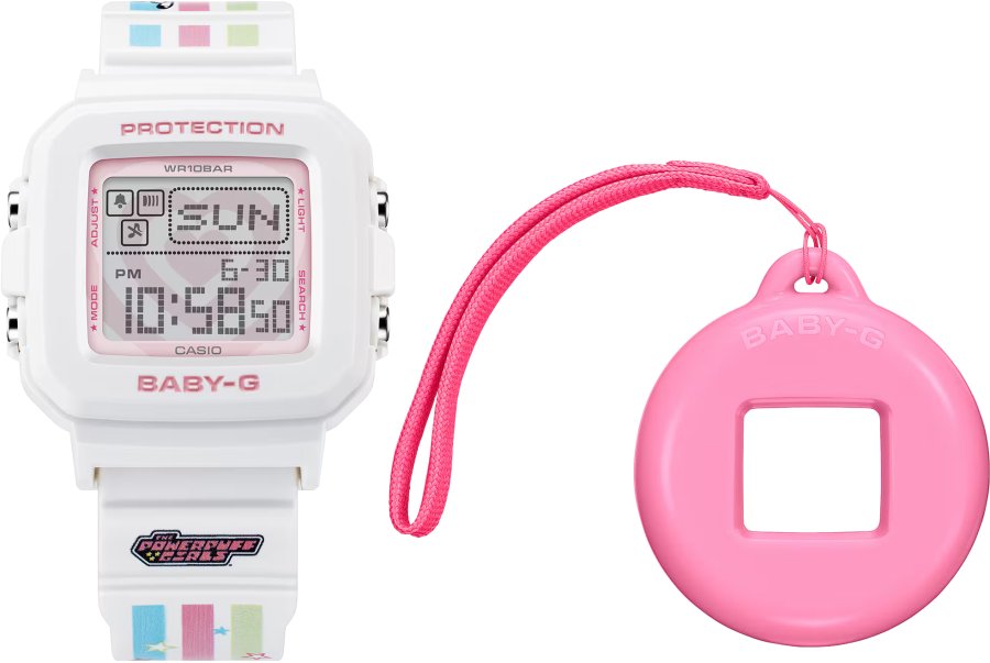 Casio Dárkový set BABY-G+ THE POWERPUFF GIRLS collaboration model BGD-10KPP-7ER (397) + náhradní pouzdro jako přívěsek - Hodinky Casio