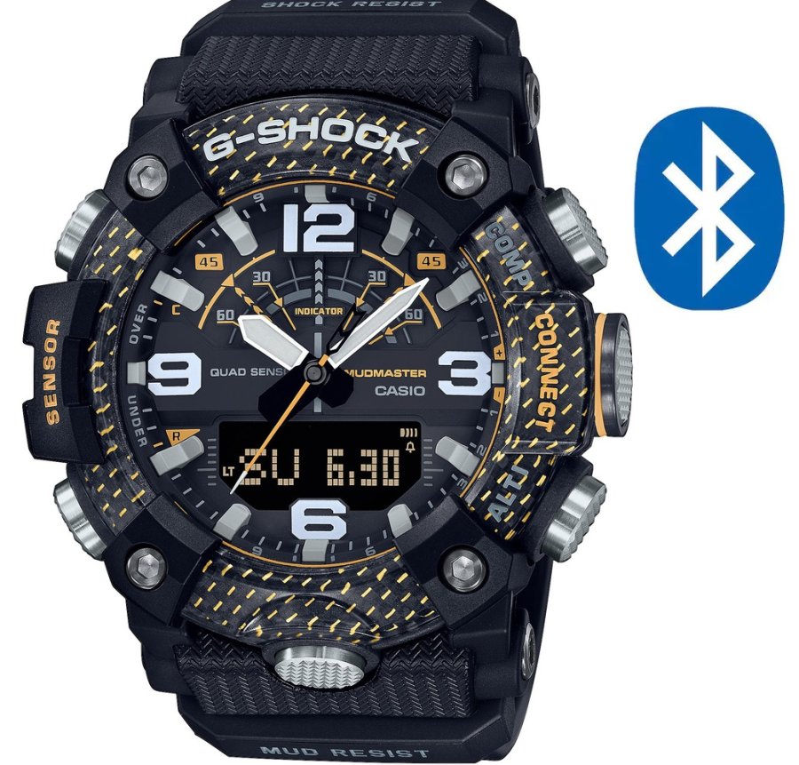 Casio Master of G Mudmaster GG-B100Y-1AER Carbon Core Guard Bluetooth (639) - Hodinky Casio