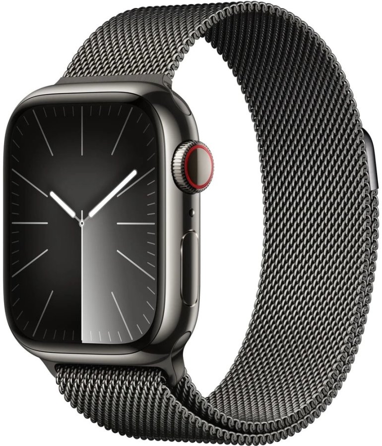 Apple Apple Watch Series 9 Cellular 45mm Grafitová ocel s grafitovým milánským tahem - Hodinky Chytré hodinky Apple