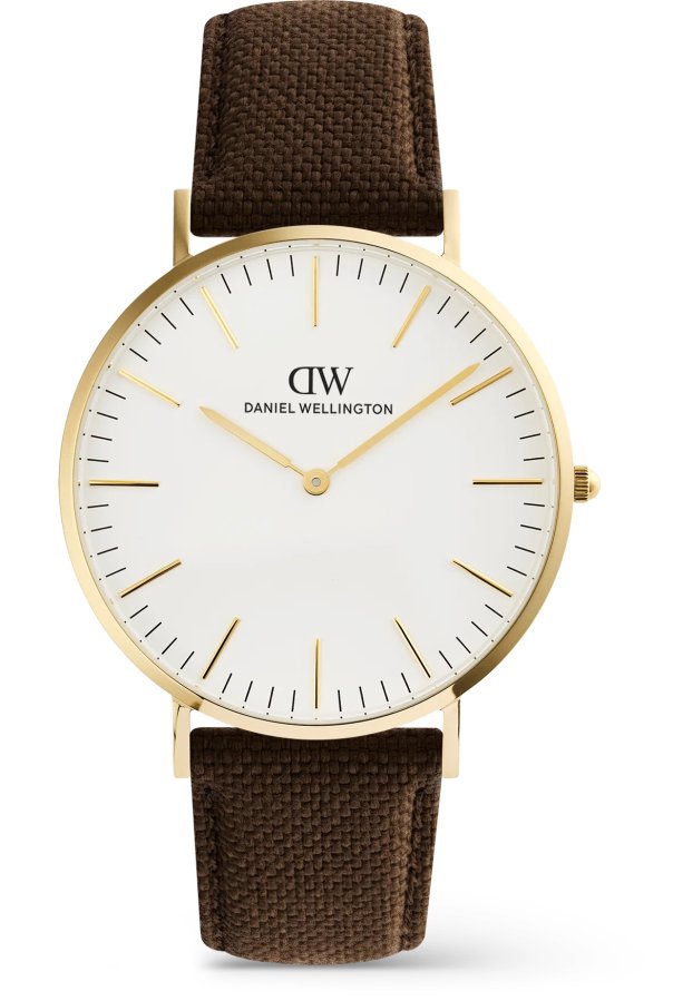 Daniel Wellington Classic 40 Brown Canvas White G DW00100942 - Hodinky Daniel Wellington