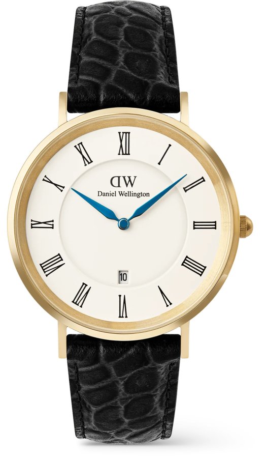 Daniel Wellington Classic 40 Roman Numerals Black Croc Belly G DW00100915 - Hodinky Daniel Wellington