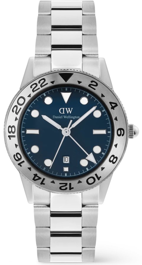 Daniel Wellington Iconic GMT 40 Link Brushed Bezel Silver DW00100922 - Hodinky Daniel Wellington