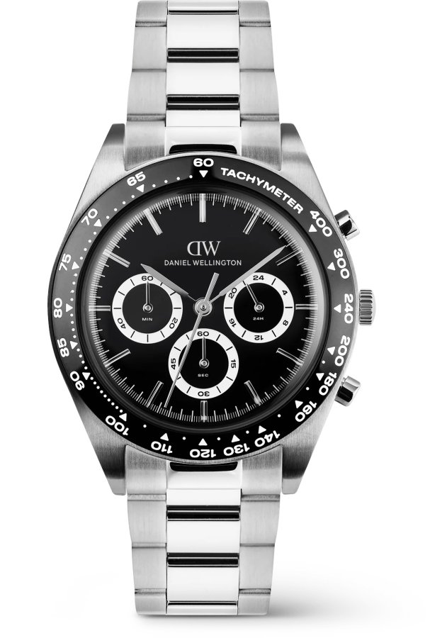Daniel Wellington Iconic Tachymeter 42 3-Link Black Black S DW00100947 - Hodinky Daniel Wellington