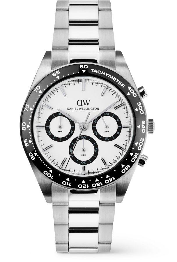 Daniel Wellington Iconic Tachymeter 42 3-Link White Black S DW00100948 - Hodinky Daniel Wellington