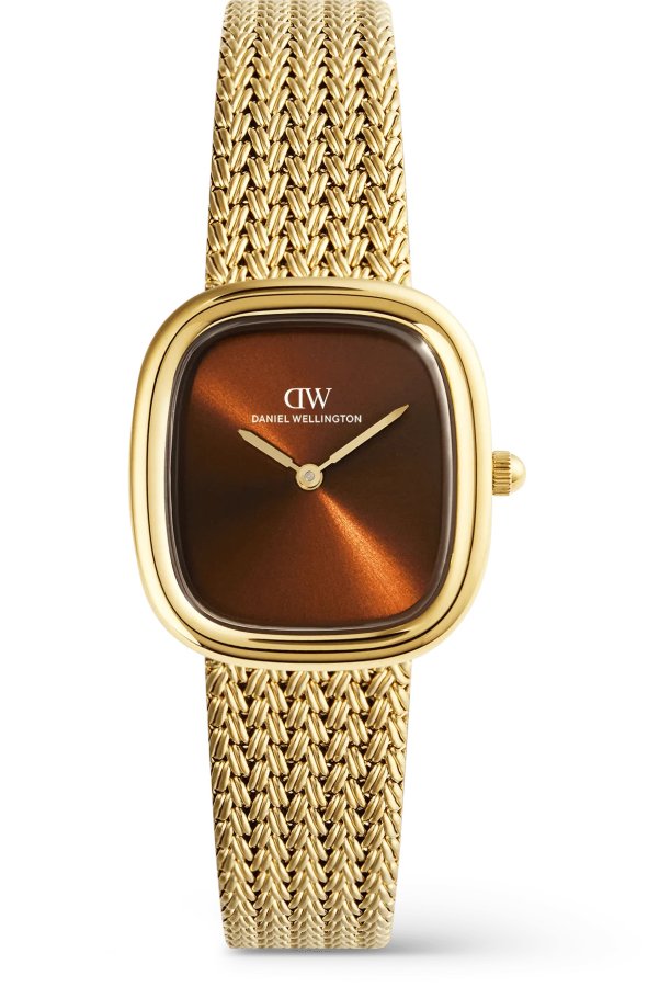 Daniel Wellington Margot 24x26mm Braided Mesh Amber G DW00100968 - Hodinky Daniel Wellington