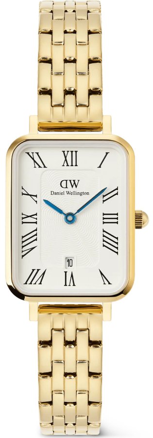 Daniel Wellington Quadro 20x26 Roman Numerals Date 5-link White Gold DW00100861