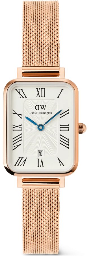 Daniel Wellington Quadro 20x26 Roman Numerals Date Melrose White Rose Gold DW00100860 - Hodinky Daniel Wellington