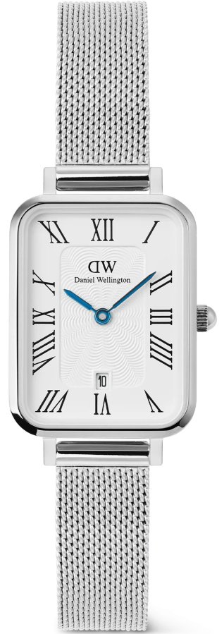 Daniel Wellington Quadro 20x26 Roman Numerals Date Sterling White Silver DW00100863
