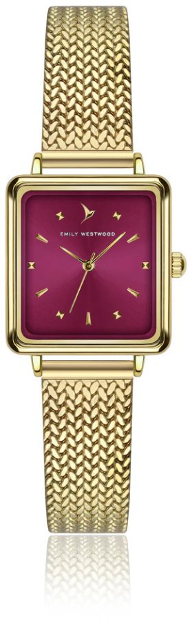 Emily Westwood Burgundy Gold Mesh EKM-5914GQ Emily Westwood Burgundy Gold Mesh EKM-5914GQ - Hodinky Emily Westwood