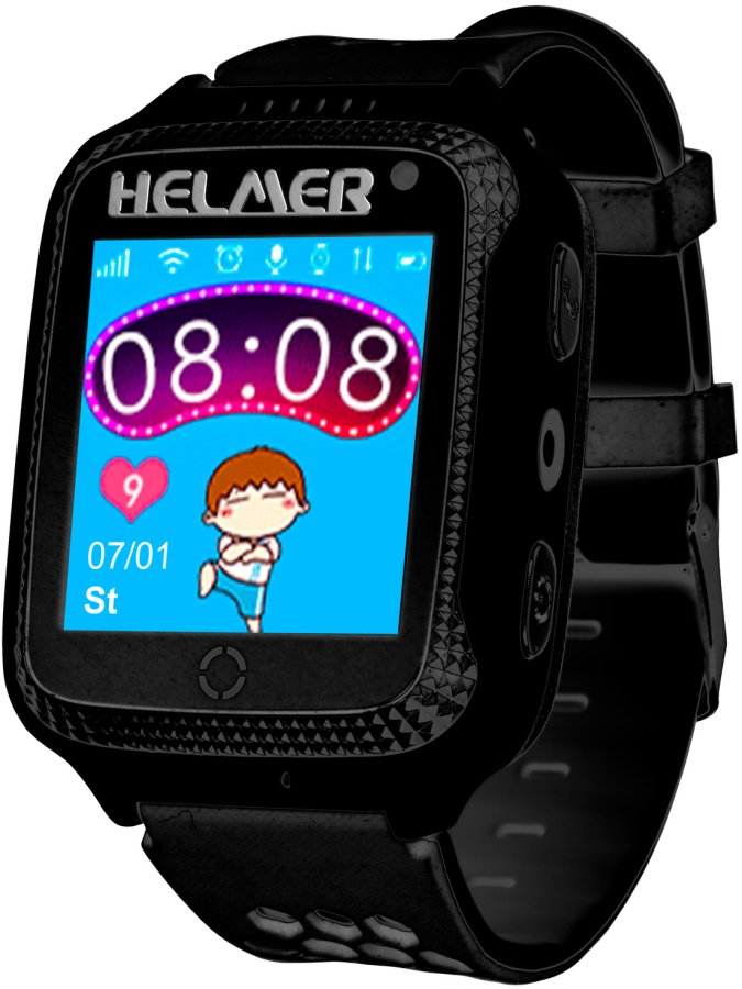 Helmer Chytré dotykové hodinky s GPS lokátorem a fotoaparátem - LK 707 černé - Hodinky Helmer