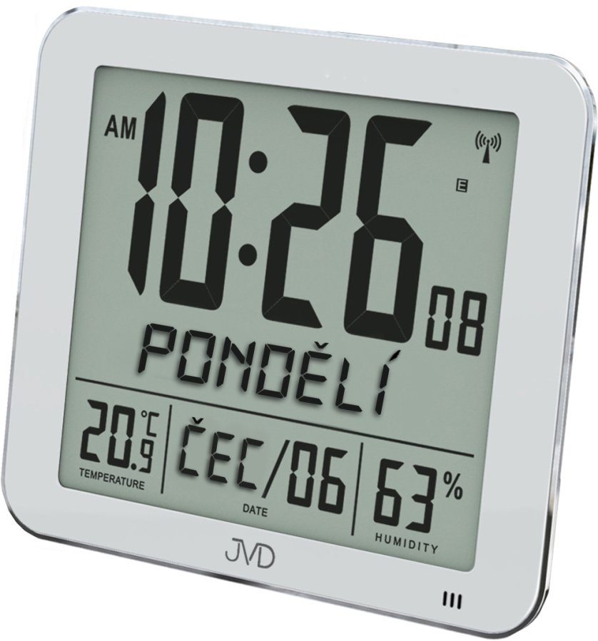 JVD Rádiem řízené digitální hodiny s budíkem DH9335.1 JVD Rádiem řízené digitální hodiny s budíkem DH9335.1 - Hodinky JVD