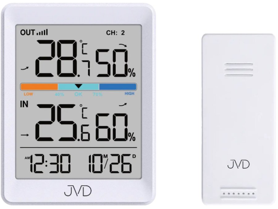 JVD Digitální hodiny s teploměrem a vlhkoměrem T3340.2 JVD Digitální hodiny s teploměrem a vlhkoměrem T3340.2 - Hodinky JVD