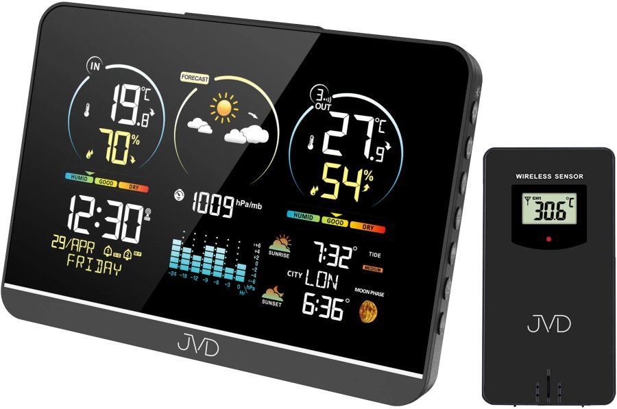 JVD Rádiem řízená meteorologická stanice RB3408 - Hodinky JVD