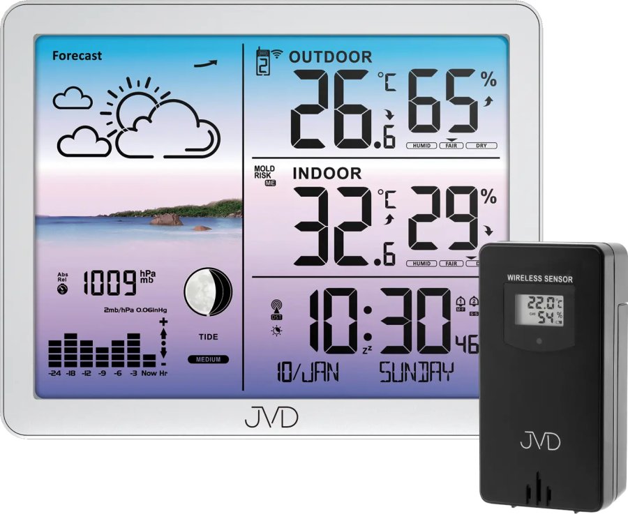 JVD Rádiem řízená meteorologická stanice RB3566.2 JVD Rádiem řízená meteorologická stanice RB3566.2 - Hodinky JVD