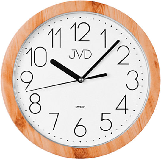 JVD Nástěnné hodiny s&nbsp;plynulým chodem H612 hnědá - Hodinky JVD