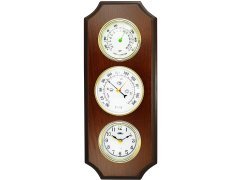 MPM Quality Nástěnné dřevěné hodiny s barometrem a teploměrem E06P.3976.50