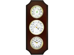 MPM Quality Nástěnné dřevěné hodiny s barometrem a teploměrem E06P.3976.52