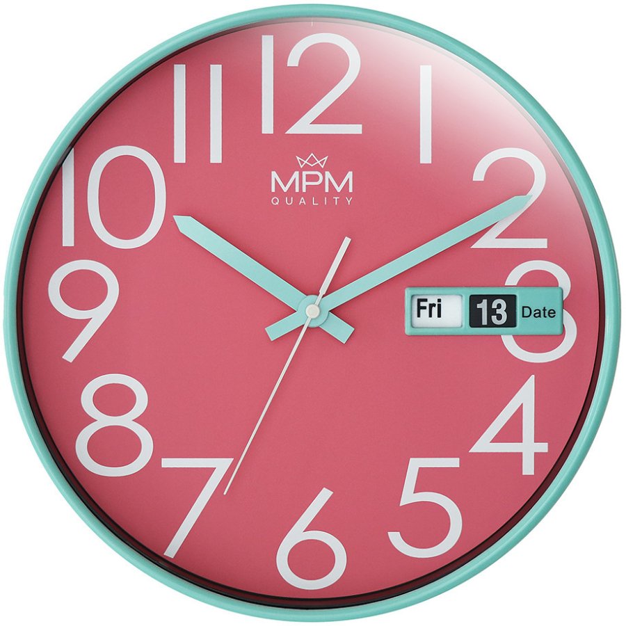MPM Quality Nástěnné hodiny s&nbsp;datem a&nbsp;dnem v&nbsp;týdnu Date Style E01.4301.4323 - Hodinky MPM Quality