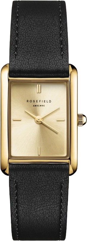 Rosefield Heirloom Modern Champagne Dial Gold Black Leather HCBLG-H07 - Hodinky Rosefield