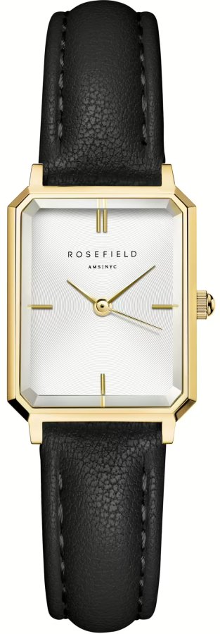 Rosefield Octagon XS White Black Leather Gold OWBLG-O84 - Hodinky Rosefield