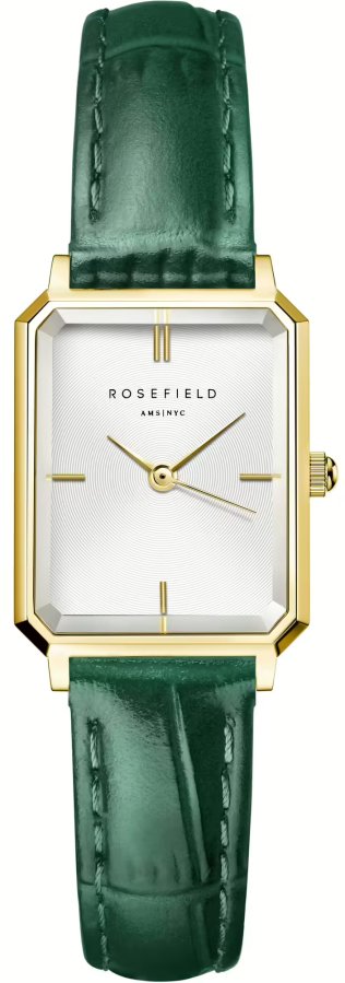 Rosefield Octagon XS White Emerald Leather Gold OWGLG-O86 - Hodinky Rosefield