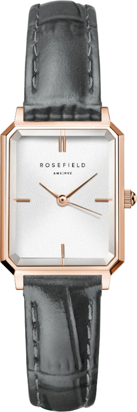 Rosefield Octagon XS White Grey Leather Rose Gold OWGLR-O87 - Hodinky Rosefield