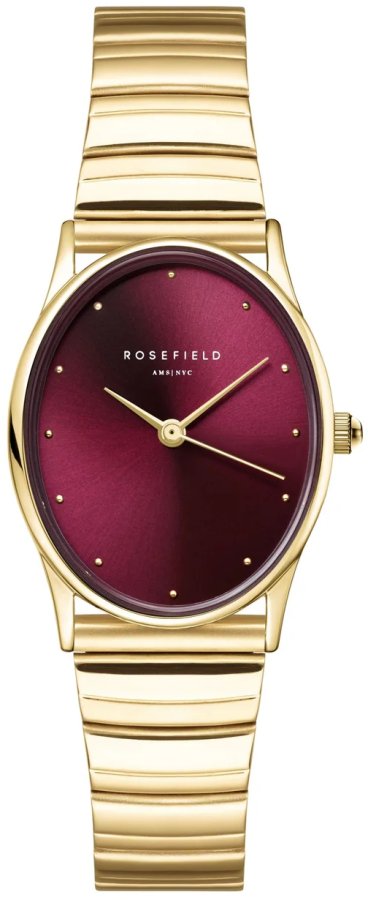 Rosefield Oval Burgundy Half-moon Steel Gold OVGSG-OV15 - Hodinky Rosefield