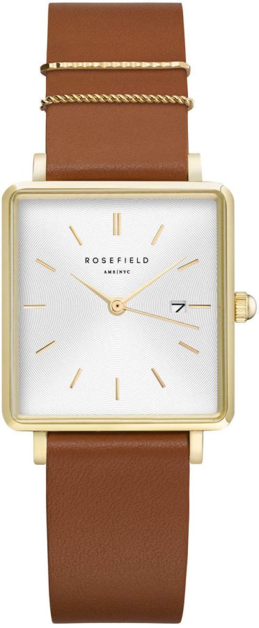 Rosefield The Boxy White Sunray Cognac Gold QSCG-Q029 - Hodinky Rosefield