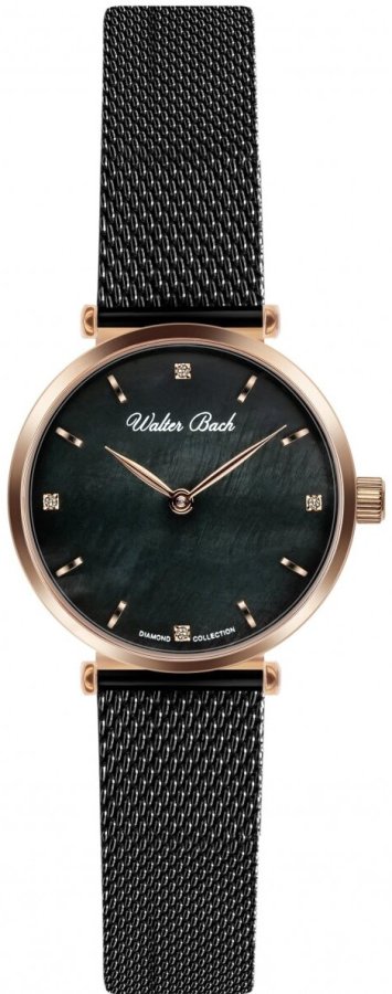 Walter Bach Celle Black Mesh s diamanty WBL-3314 - Hodinky Walter Bach