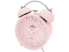 Budíky MPM Quality Analogový kovový budík MPM Happy Morning - světle červený C01.4056.21