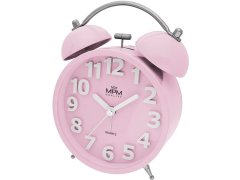 Budíky MPM Quality Analogový kovový budík MPM Happy Morning - růžový C01.4056.23