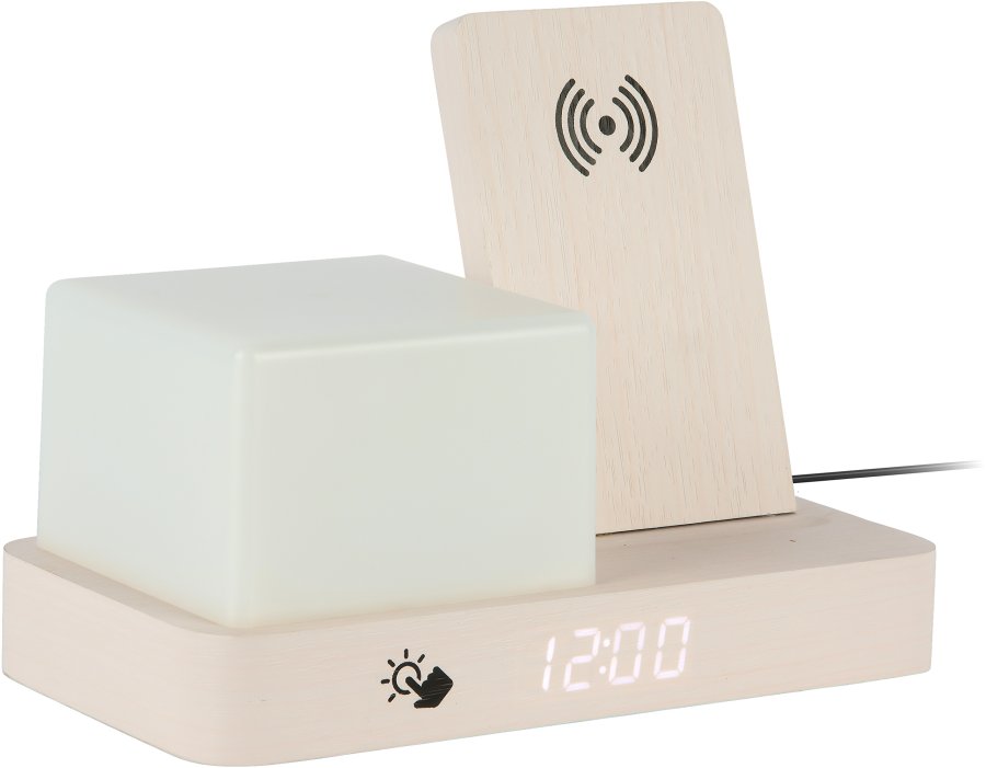 Budíky Karlsson Digitální stolní hodiny s&nbsp;lampou a&nbsp;nabíječkou 6079WH - Hodiny a&nbsp;budíky Budíky