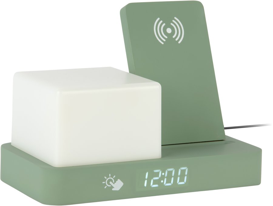 Budíky Karlsson Digitální stolní hodiny s&nbsp;lampou a&nbsp;nabíječkou 6079GR - Hodiny a&nbsp;budíky Budíky