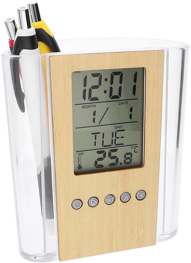 Budíky MPM Quality Digitální budík světle hnědý Femia B06.4304.53 - Hodiny a&nbsp;budíky Budíky