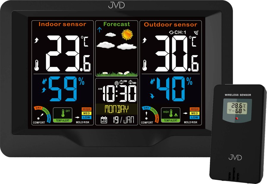 Meteostanice JVD Meteorologická stanice RB3383 - Hodiny a&nbsp;budíky Meteostanice