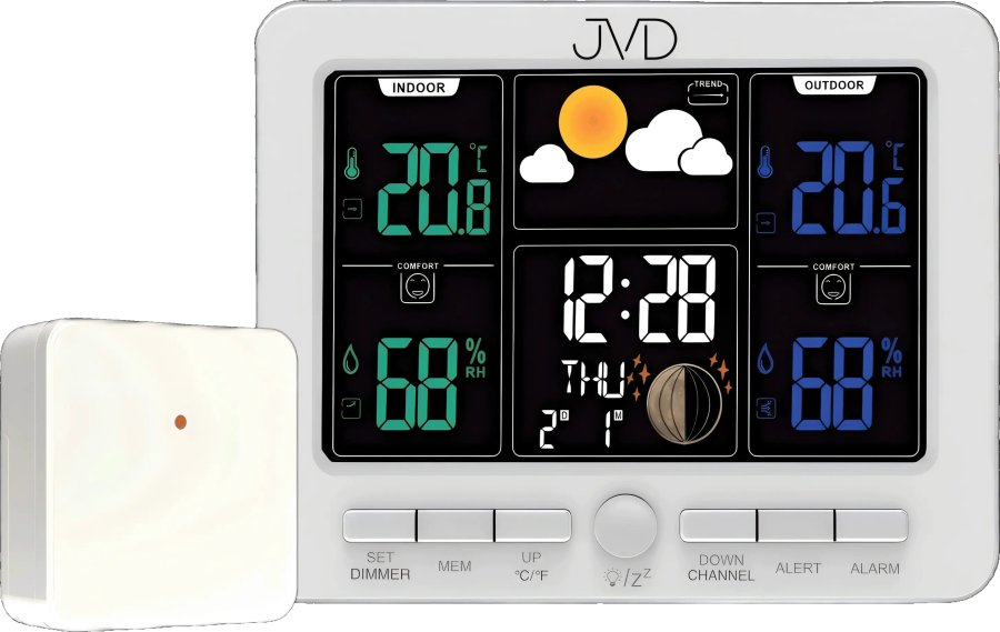 Meteostanice JVD Rádiem řízená meteorologická stanice RB6685.1 - Hodiny a&nbsp;budíky Meteostanice