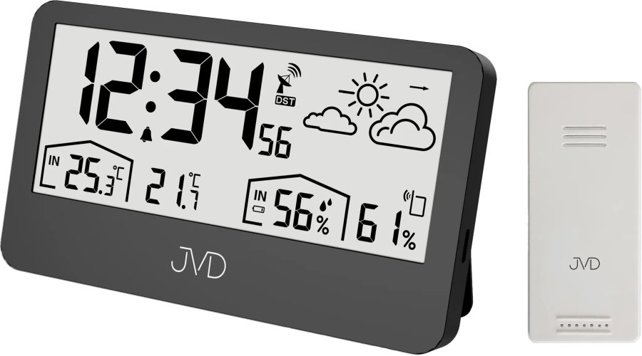 Meteostanice JVD Rádiem řízená meteorologická stanice RB3407.1 - Hodiny a&nbsp;budíky Meteostanice