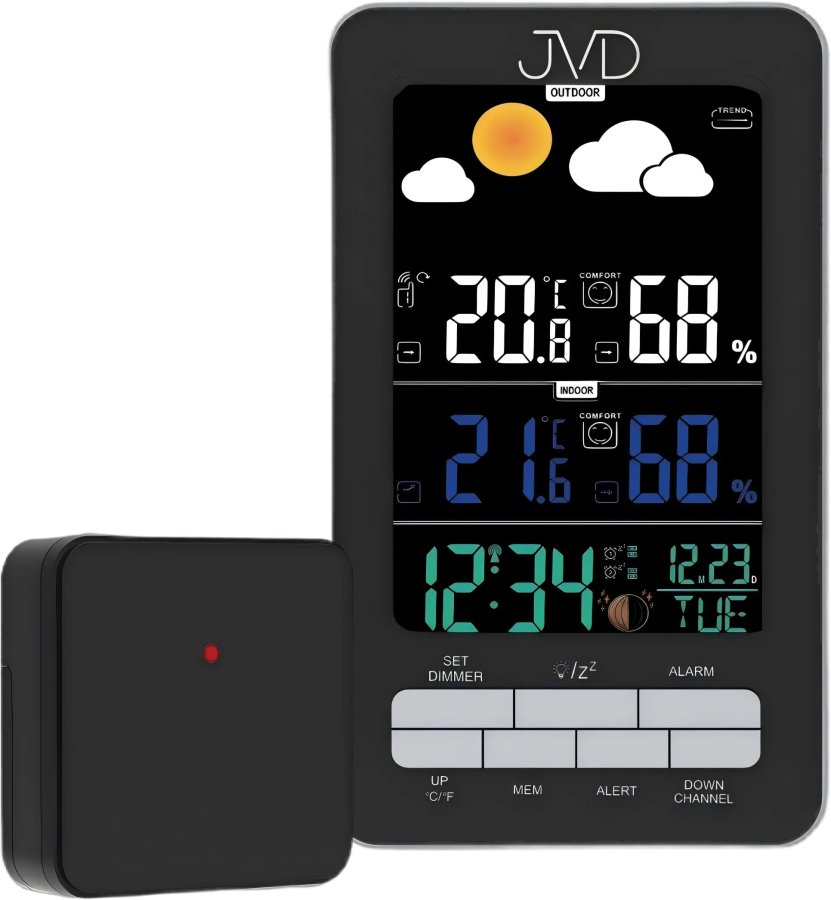 Meteostanice JVD Rádiem řízená meteorologická stanice RB6687.1 - Hodiny a&nbsp;budíky Meteostanice